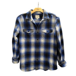 Men's American Eagle Flannel Shirt Blue/White Size L